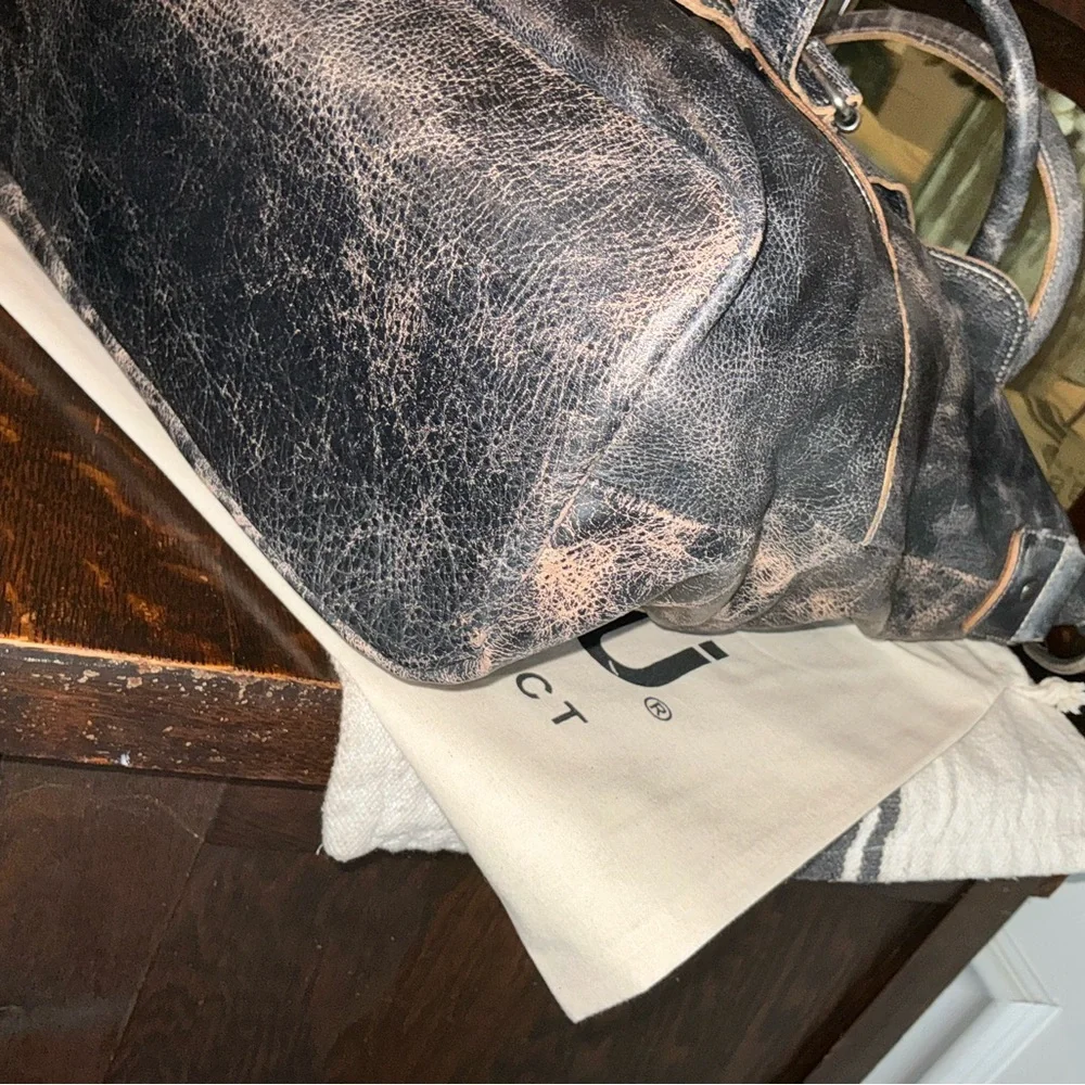 NWT Bed Stu Leather Big Fork Crossbody Tote Shoulder Bag Black Lux MSRP $365 - Picture 8 of 12